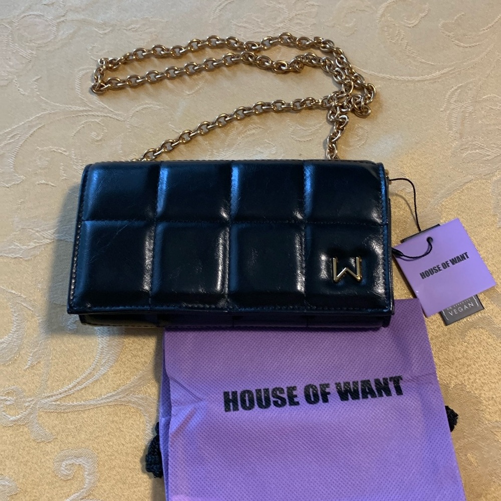 House of Want Wallet Crossbody, Glossy Black - Approved Began bag